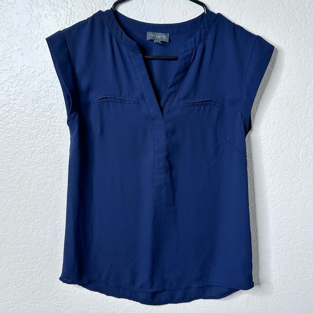 The Limited Navy Blue Sleeveless V-Neck Blouse - XS